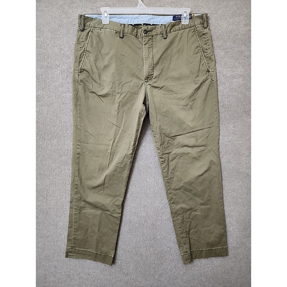 Polo Ralph Lauren Stretch Straight Chino Pants Mens 40x30 Khaki Green Twill